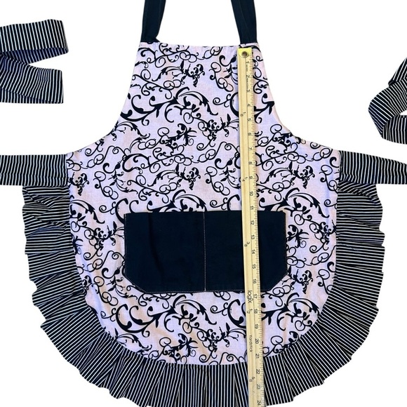 Flirty Apron Pink and Black Ruffles - Picture 2 of 5